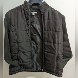 Carolyn Taylor Sport Women Brown Jacket, Knit Sleeves, Medium